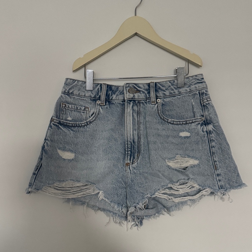 Dynamite Light Blue Distressed Jean Shorts